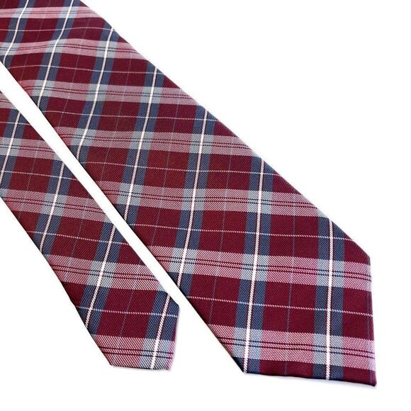 Creazioni Tucci Firenze Red Woven Plaid‎ Skinny Silk Tie - Picture 1 of 5